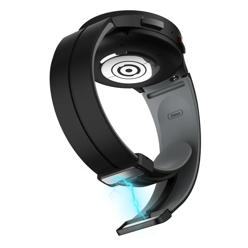 Samsung Galaxy Watch 5 Pro 45mm Magnetic Buckle Wrist Band Bi-color Silicone Strap - Orange + Black