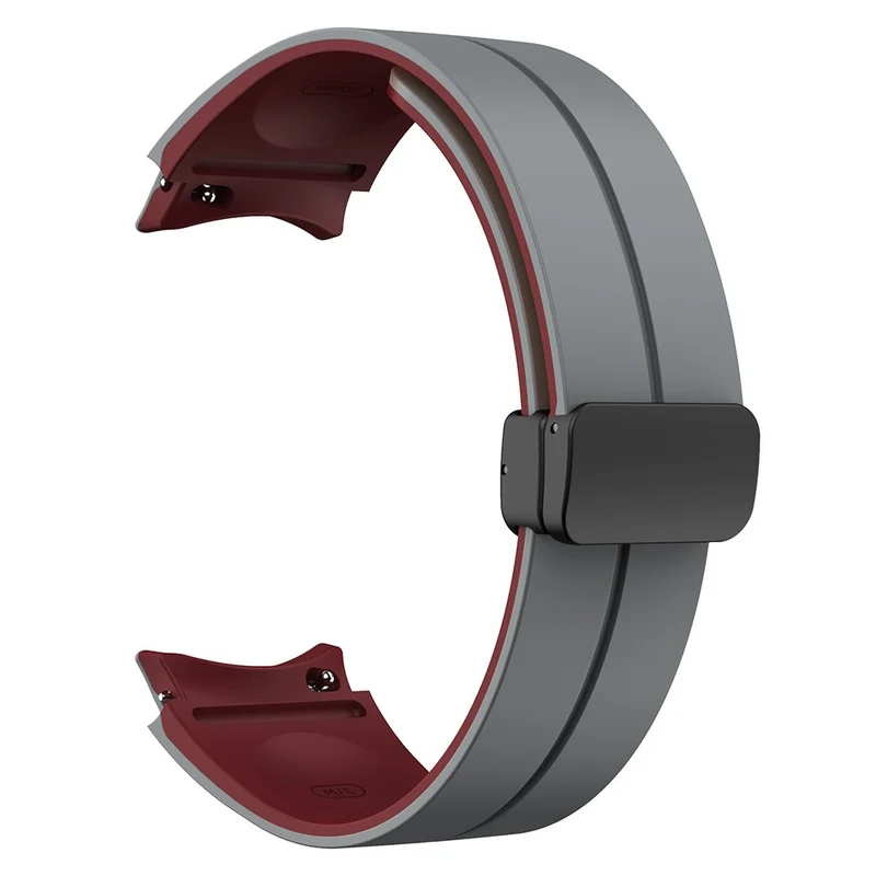 Samsung Galaxy Watch 5 Pro 45mm Magnetic Buckle Wrist Band Bi-color Silicone Strap - Orange + Black