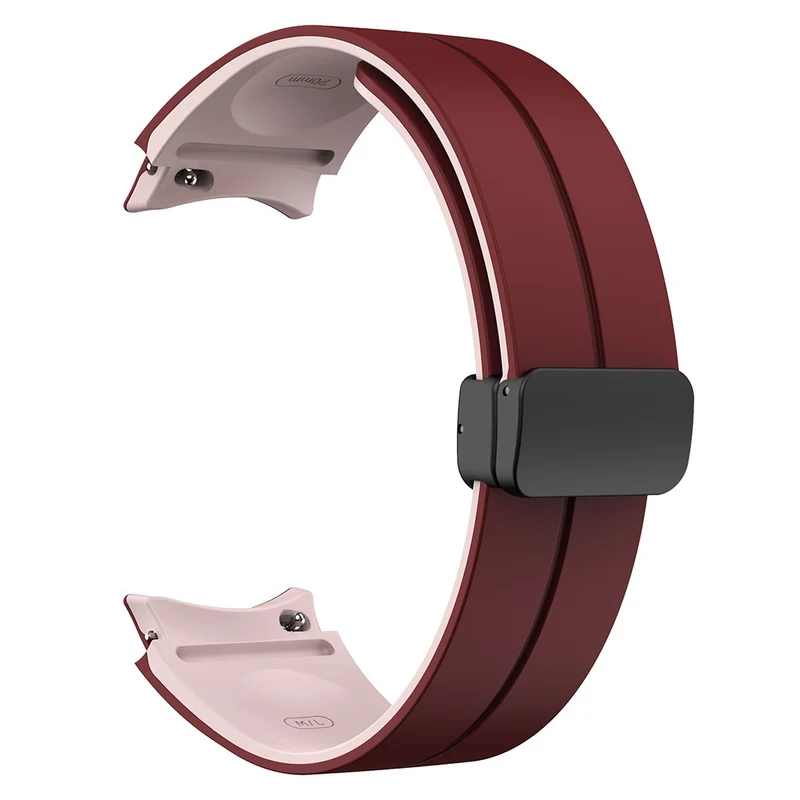 Samsung Galaxy Watch 5 Pro 45mm Magnetic Buckle Wrist Band Bi-color Silicone Strap - Orange + Black