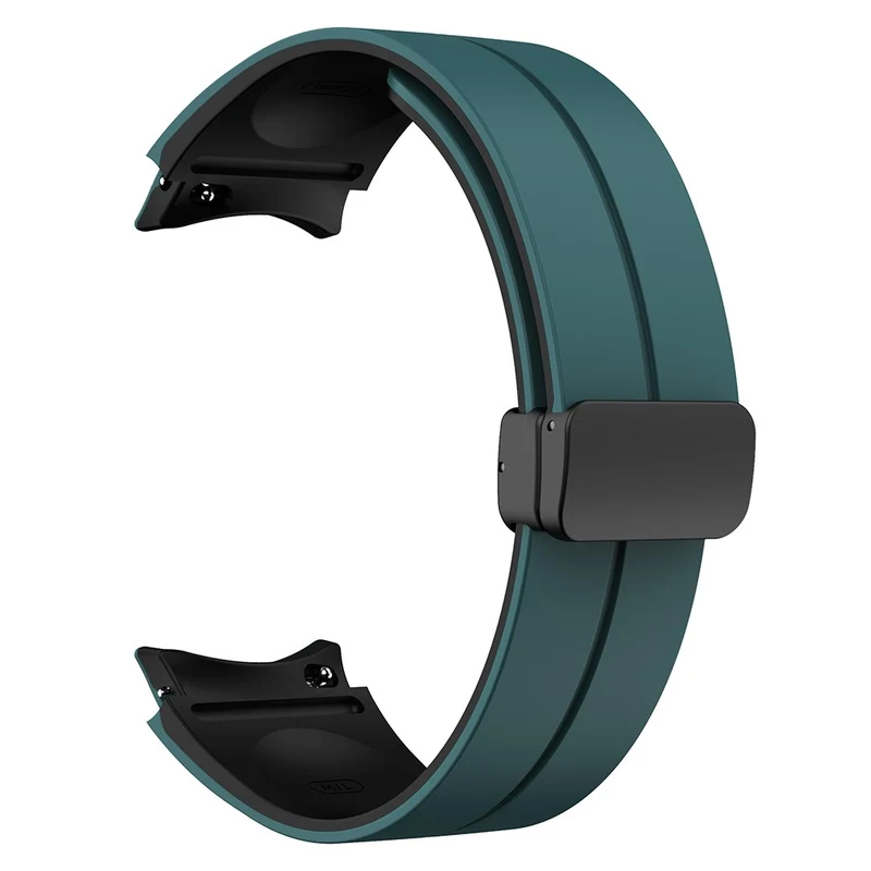 Samsung Galaxy Watch 5 Pro 45mm Magnetic Buckle Wrist Band Bi-color Silicone Strap - Orange + Black