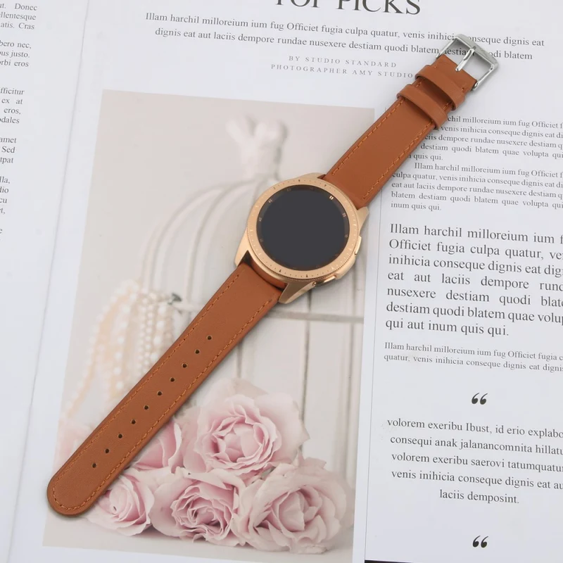 Coros Watch GT / Watch GT 2 46mm / 42mm / Samsung Galaxy Watch 46mm Watch Strap Top Layer Cowhide Wrist Band
