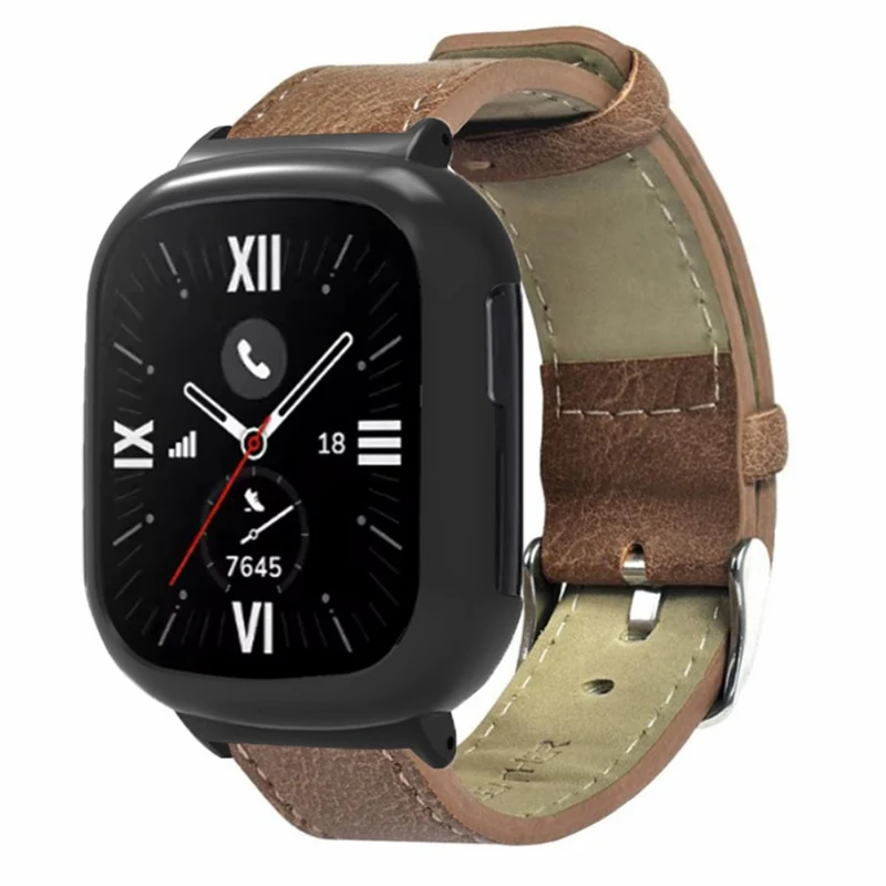 Retro Leather Watch Band for Honor Watch 4 Replacement Strap with Watch Case