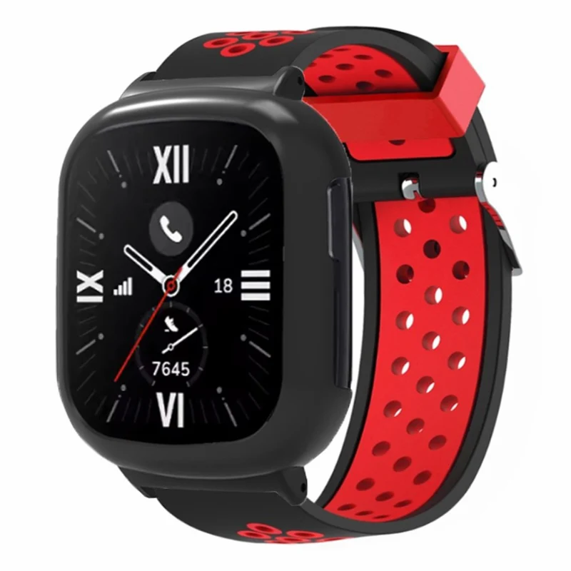 Honor Watch 4 Adjustable Strap Dual Color Flexible Band with Watch Case - Black+Red
