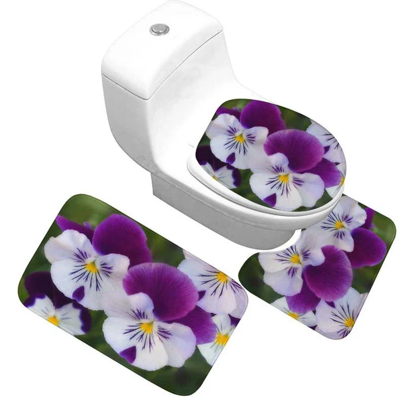 Blumenmuster Toilettenteppich Set