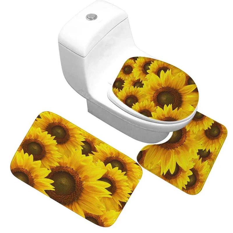 Blumenmuster Toilettenteppich Set