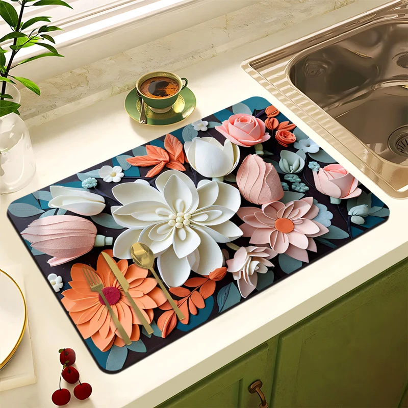 Blumenmuster Anti-Rutsch Küchenmatte