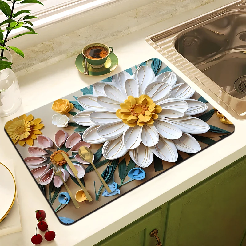 Blumenmuster Anti-Rutsch Küchenmatte
