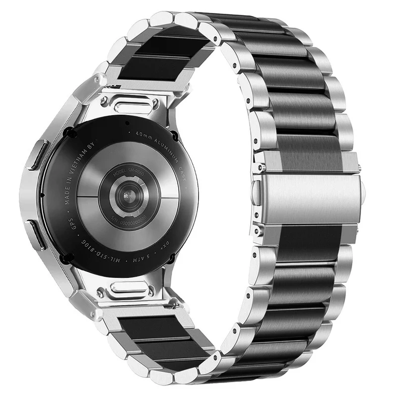 Samsung Galaxy Watch 20mm Stainless Steel Strap Quick Release Connector Watch Band - Silver / Rose Gold