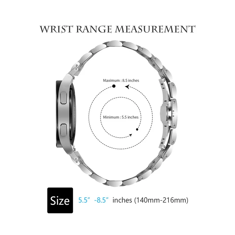 Samsung Galaxy Watch 20mm Replacement Band Stainless Steel Watch Strap with Connector - Silver / Black