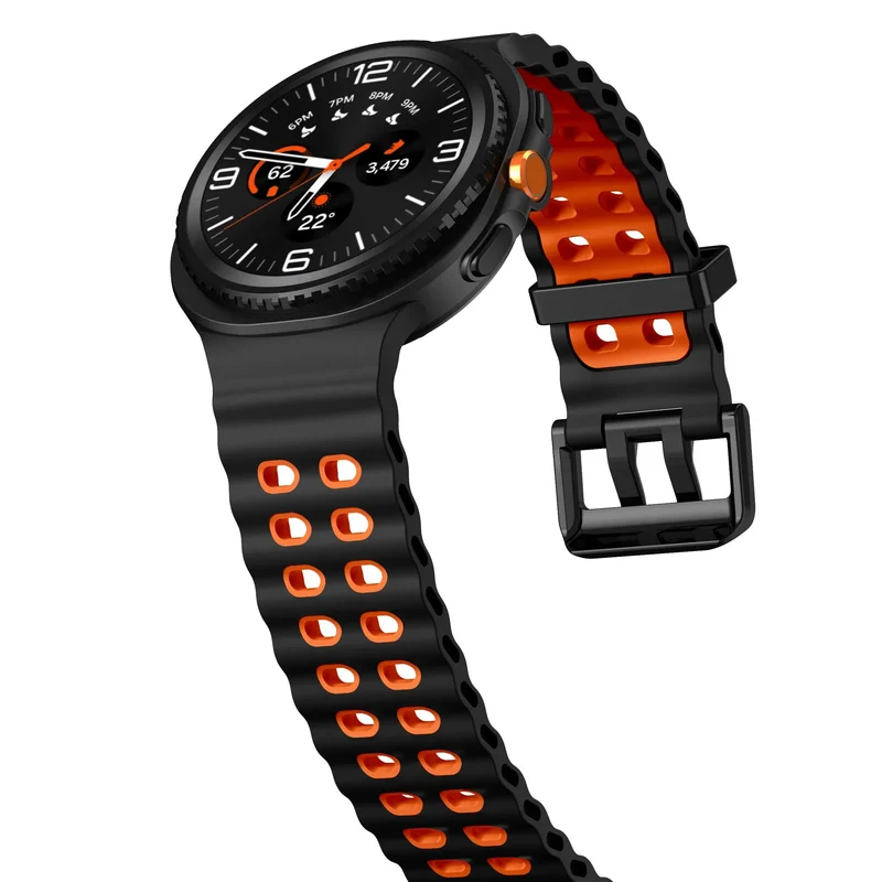 Samsung Galaxy Watch 9 - 40mm Ocean Armband (Schwarz/Orange)