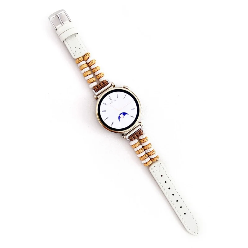 Coros Watch GT 4 41mm / Garmin Venu 3S 18mm Leather Watch Strap Volcanic Rock Beads Band