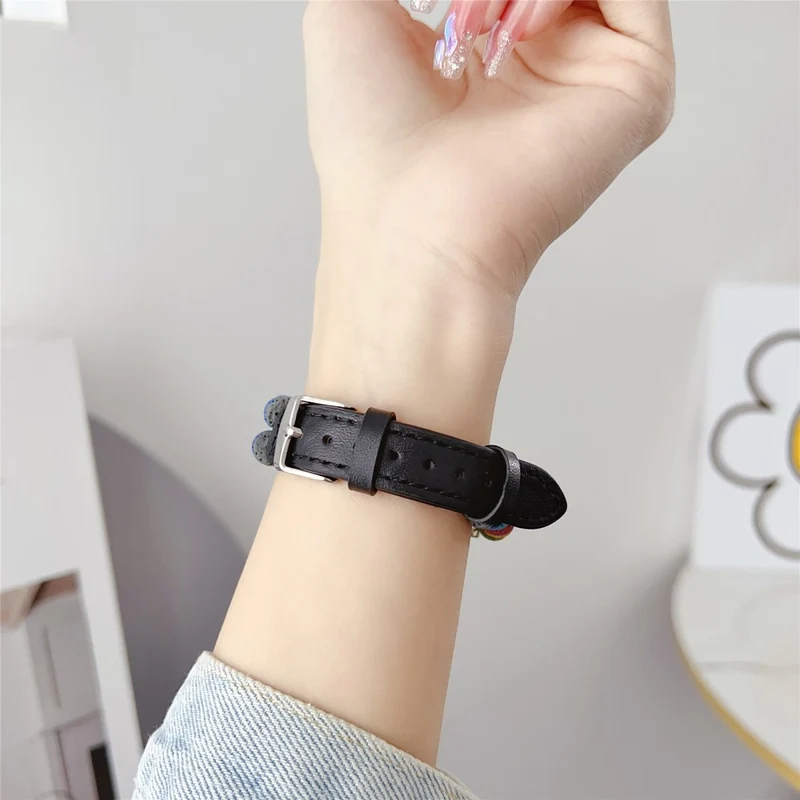 Coros Watch GT 4 41mm / Garmin Venu 3S 18mm Leather Watch Strap Volcanic Rock Beads Band