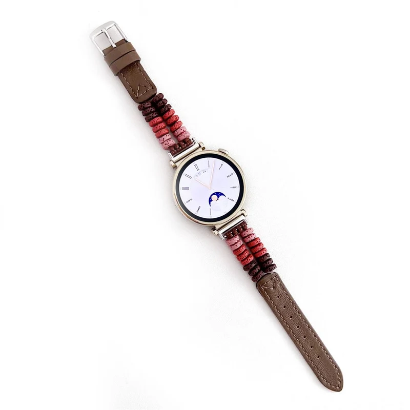 Coros Watch GT 4 41mm / Garmin Venu 3S 18mm Leather Watch Strap Volcanic Rock Beads Band