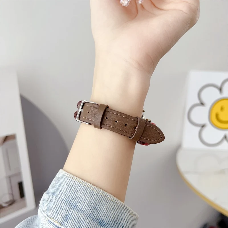 Coros Watch GT 4 41mm / Garmin Venu 3S 18mm Leather Watch Strap Volcanic Rock Beads Band