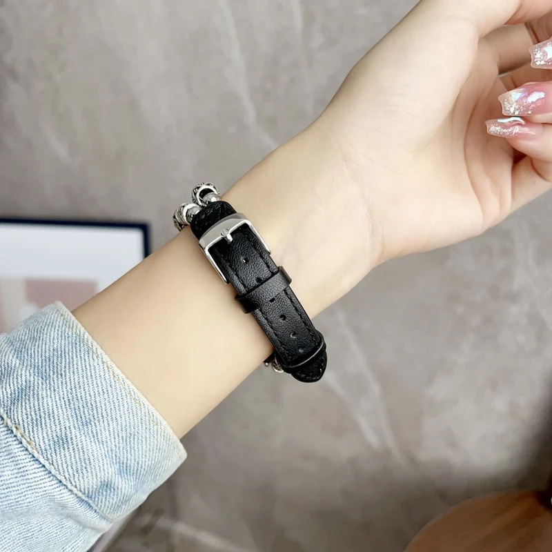 Coros Watch GT 4 41mm / Garmin Venu 3S 18mm Watch Band Vegan Leather Beads Wrist Strap