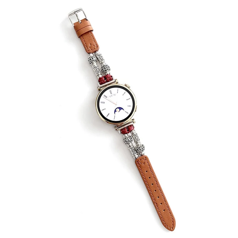 Coros Watch GT 4 41mm / Garmin Venu 3S 18mm Watch Band Vegan Leather Beads Wrist Strap
