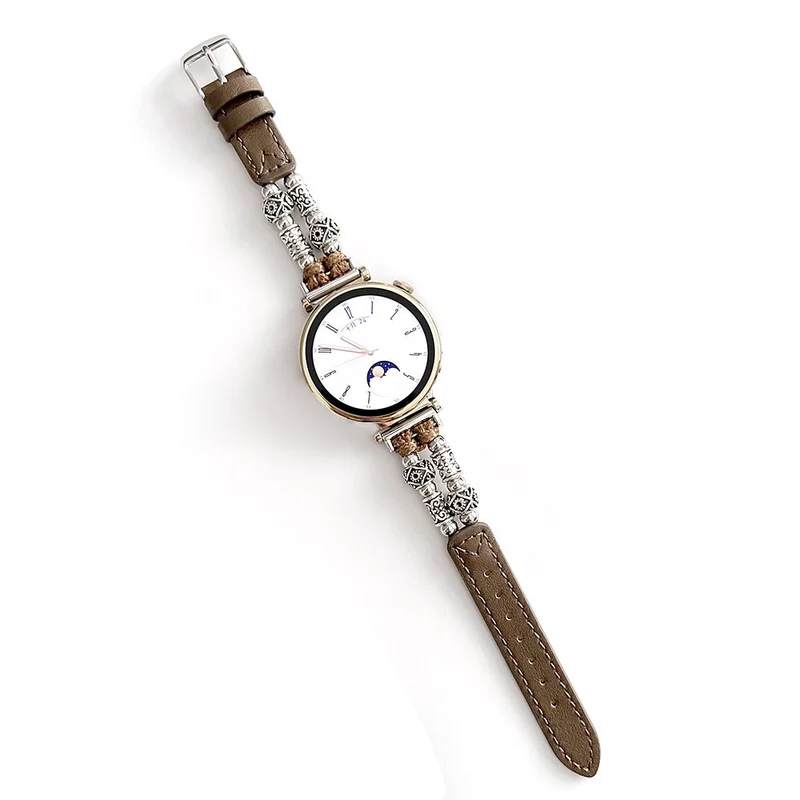 Coros Watch GT 4 41mm / Garmin Venu 3S 18mm Watch Band Vegan Leather Beads Wrist Strap