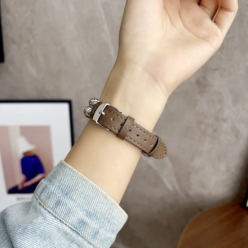 Coros Watch GT 4 41mm / Garmin Venu 3S 18mm Watch Band Vegan Leather Beads Wrist Strap