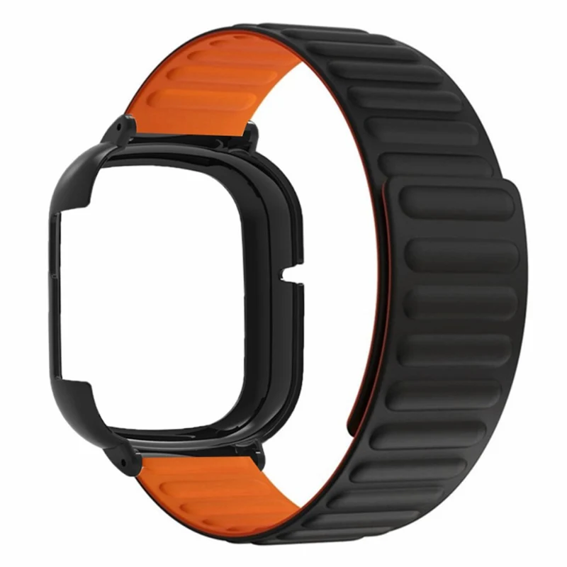 Honor Watch 4 Flexible Watch Band Magnetic Wrist Strap with Bump Resistant Watch Case - Black+Orange