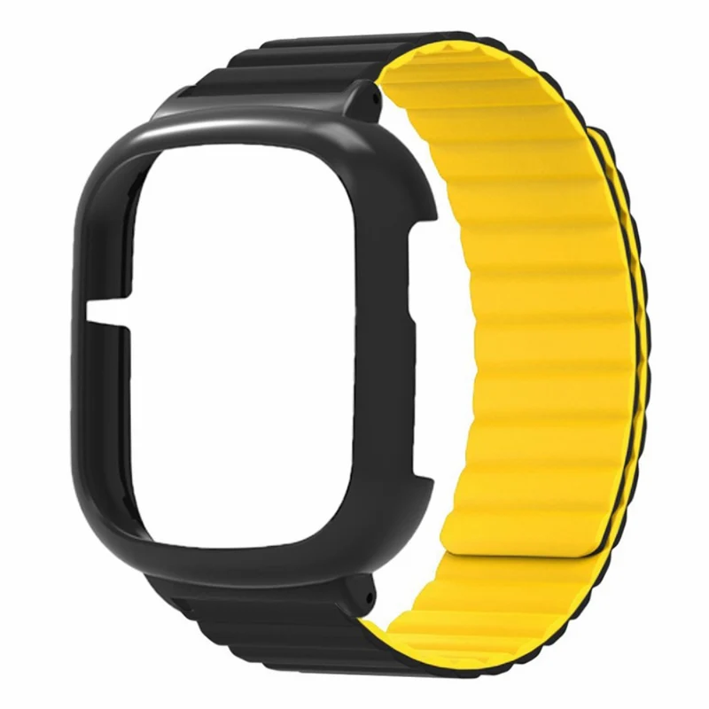 Honor Watch 4 Flexible Watch Band Magnetic Wrist Strap with Bump Resistant Watch Case - Black+Orange