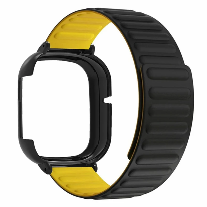 Honor Watch 4 Flexible Watch Band Magnetic Wrist Strap with Bump Resistant Watch Case - Black+Orange