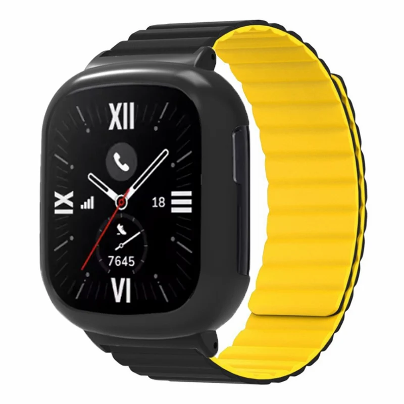 Honor Watch 4 Flexible Watch Band Magnetic Wrist Strap with Bump Resistant Watch Case - Black+Orange