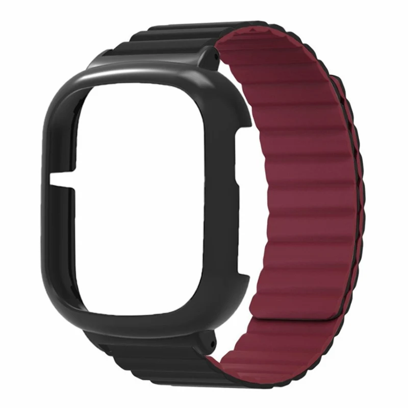 Honor Watch 4 Flexible Watch Band Magnetic Wrist Strap with Bump Resistant Watch Case - Black+Orange