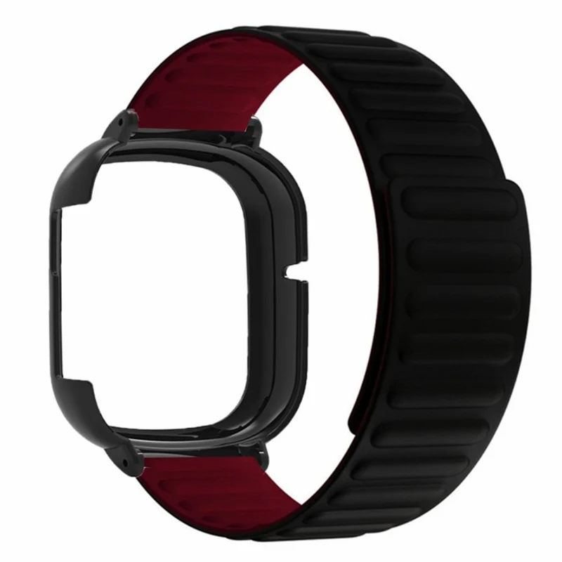 Honor Watch 4 Flexible Watch Band Magnetic Wrist Strap with Bump Resistant Watch Case - Black+Orange