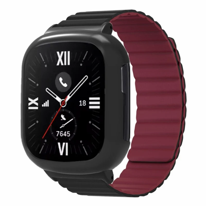 Honor Watch 4 Flexible Watch Band Magnetic Wrist Strap with Bump Resistant Watch Case - Black+Orange
