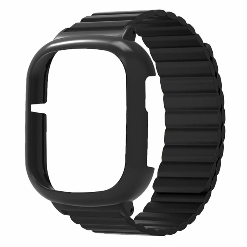 Honor Watch 4 Flexible Watch Band Magnetic Wrist Strap with Bump Resistant Watch Case - Black+Orange