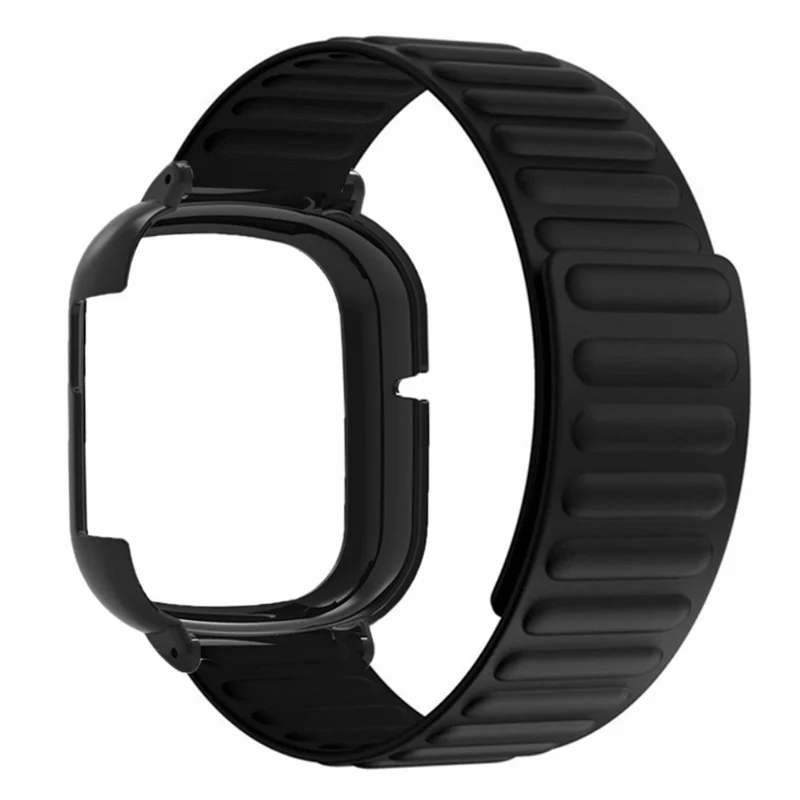 Honor Watch 4 Flexible Watch Band Magnetic Wrist Strap with Bump Resistant Watch Case - Black+Orange