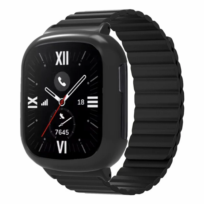 Honor Watch 4 Flexible Watch Band Magnetic Wrist Strap with Bump Resistant Watch Case - Black+Orange
