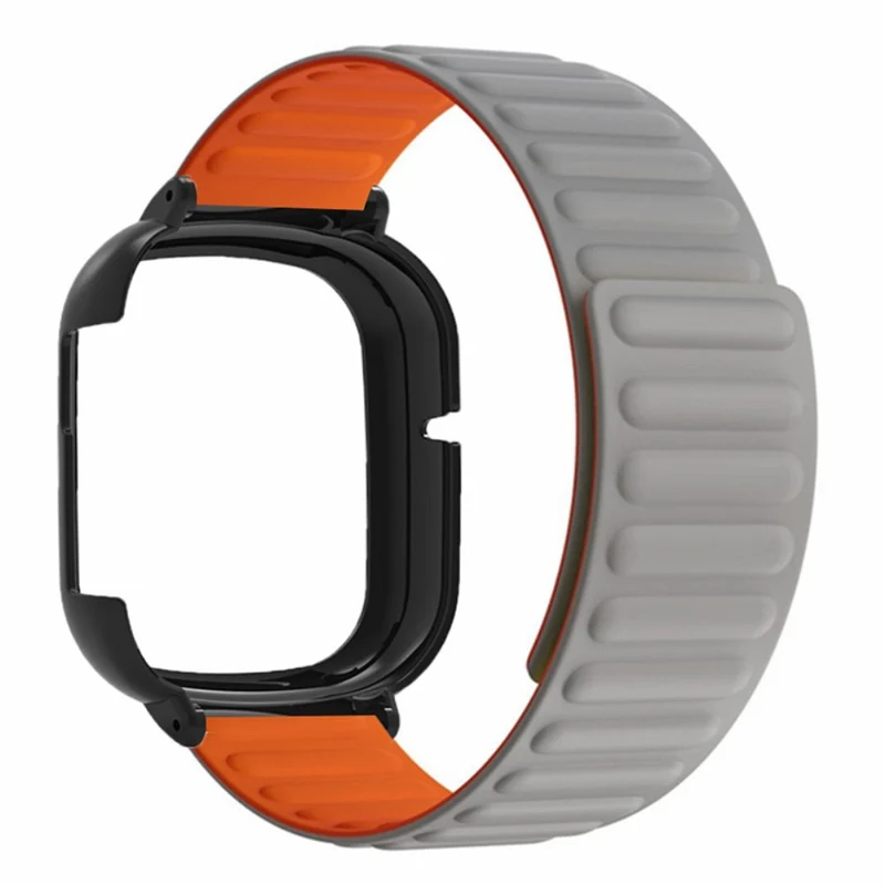 Honor Watch 4 Flexible Watch Band Magnetic Wrist Strap with Bump Resistant Watch Case - Black+Orange