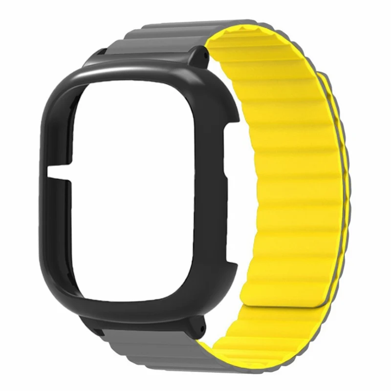 Honor Watch 4 Flexible Watch Band Magnetic Wrist Strap with Bump Resistant Watch Case - Black+Orange