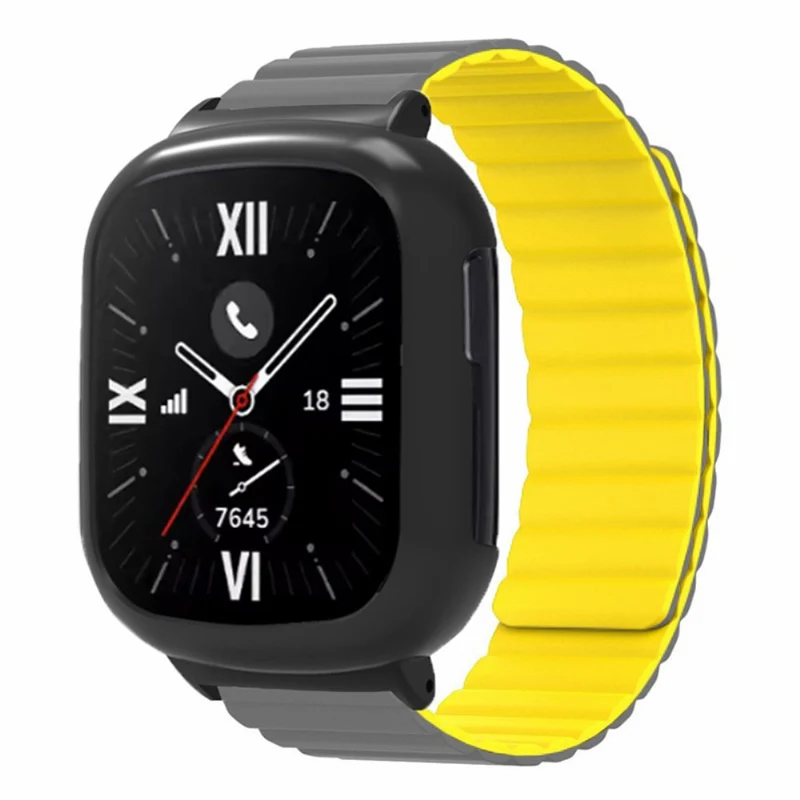 Honor Watch 4 Flexible Watch Band Magnetic Wrist Strap with Bump Resistant Watch Case - Black+Orange