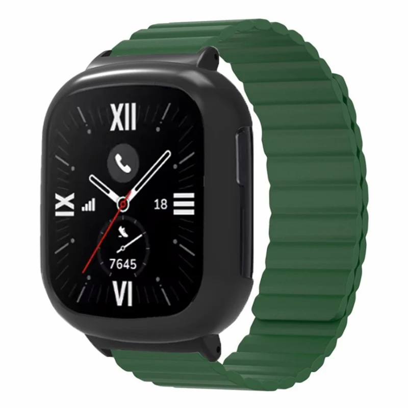 Honor Watch 4 Flexible Watch Band Magnetic Wrist Strap with Bump Resistant Watch Case - Black+Orange
