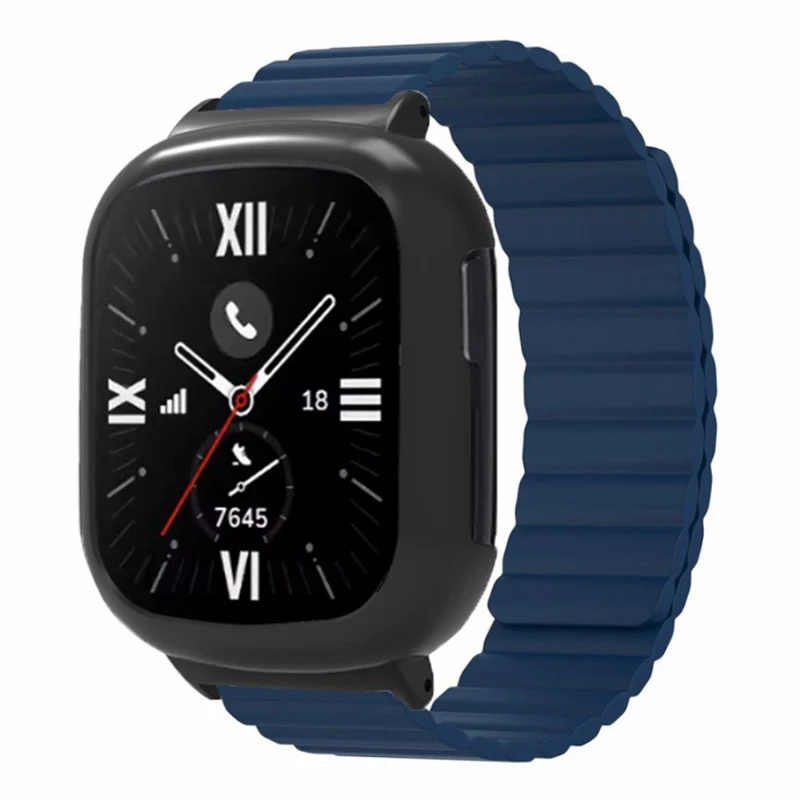 Honor Watch 4 Flexible Watch Band Magnetic Wrist Strap with Bump Resistant Watch Case - Black+Orange