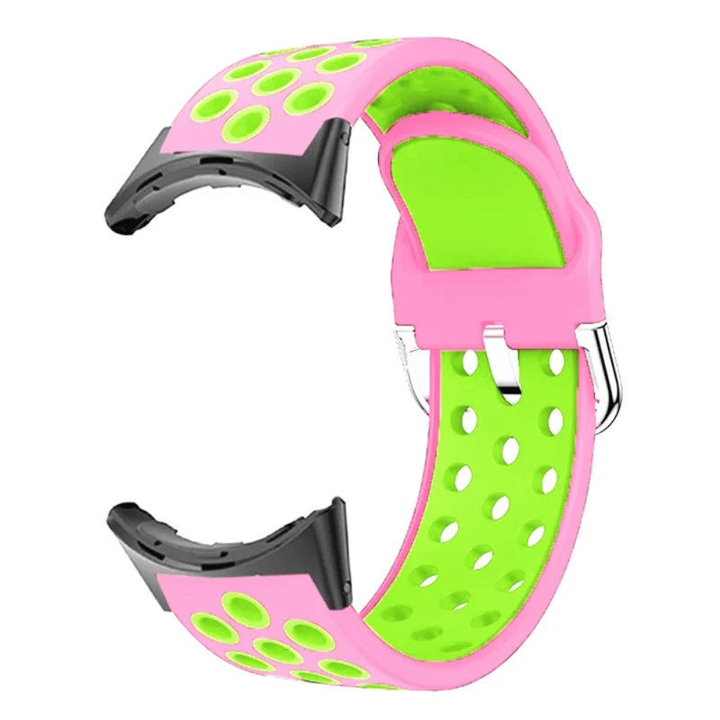 Google Pixel Watch 2 / Pixel Watch Silicone Dual Color Breathable Watch Bands - Pink+Green