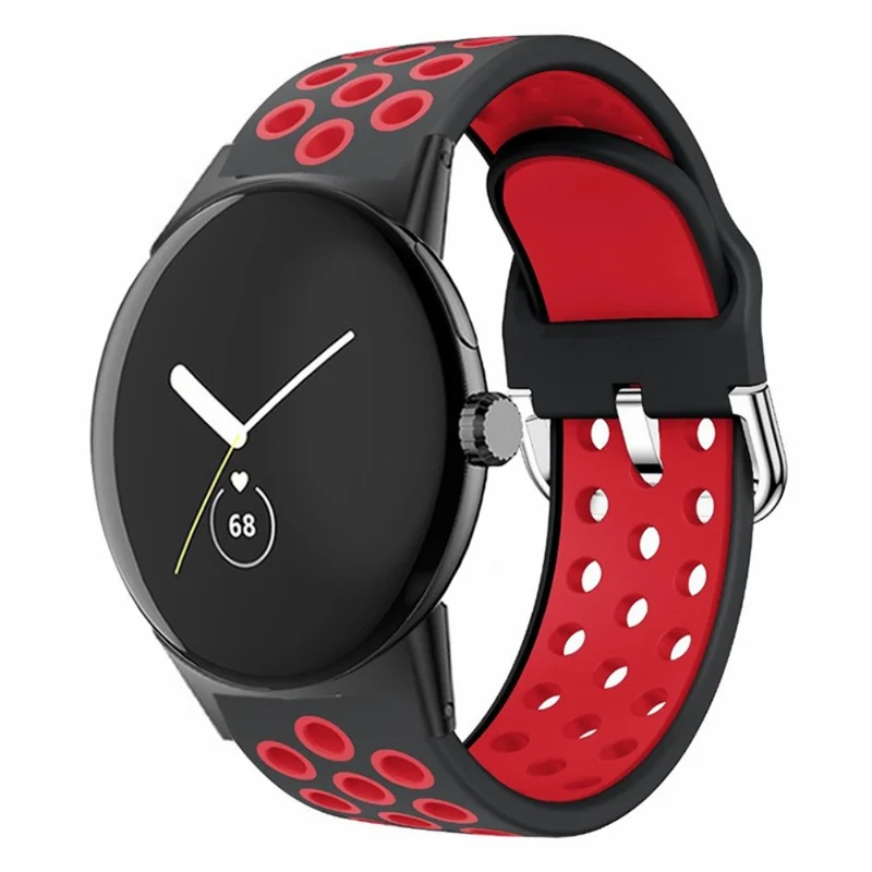 Google Pixel Watch 2 / Pixel Watch Silicone Dual Color Breathable Watch Bands - Pink+Green