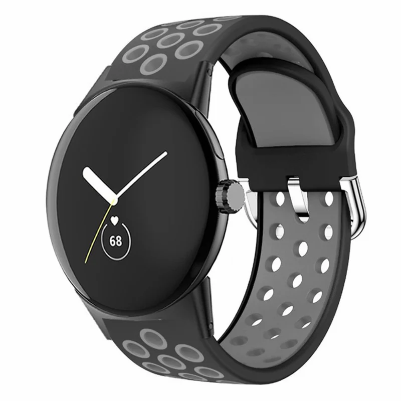 Google Pixel Watch 2 / Pixel Watch Silicone Dual Color Breathable Watch Bands - Pink+Green