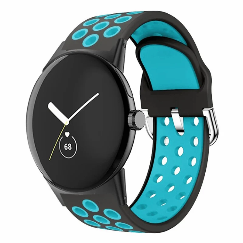 Google Pixel Watch 2 / Pixel Watch Silicone Dual Color Breathable Watch Bands - Pink+Green