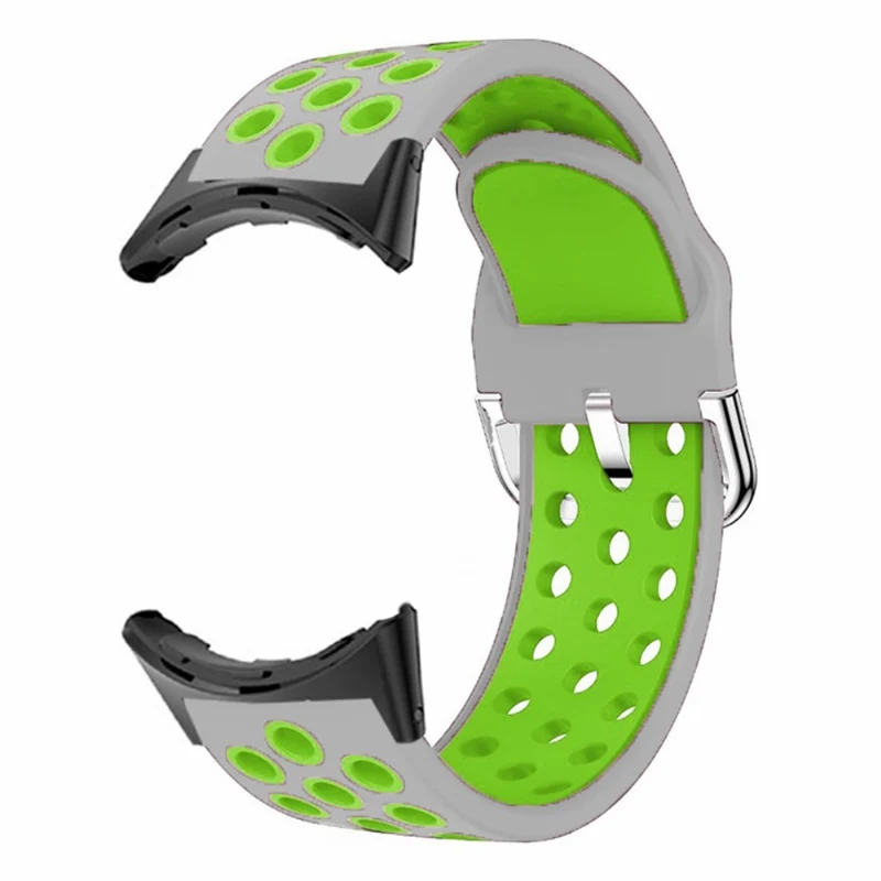 Google Pixel Watch 2 / Pixel Watch Silicone Dual Color Breathable Watch Bands - Pink+Green