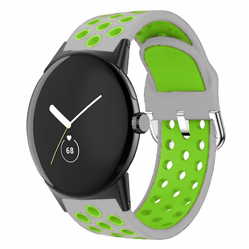 Google Pixel Watch 2 / Pixel Watch Silicone Dual Color Breathable Watch Bands - Pink+Green