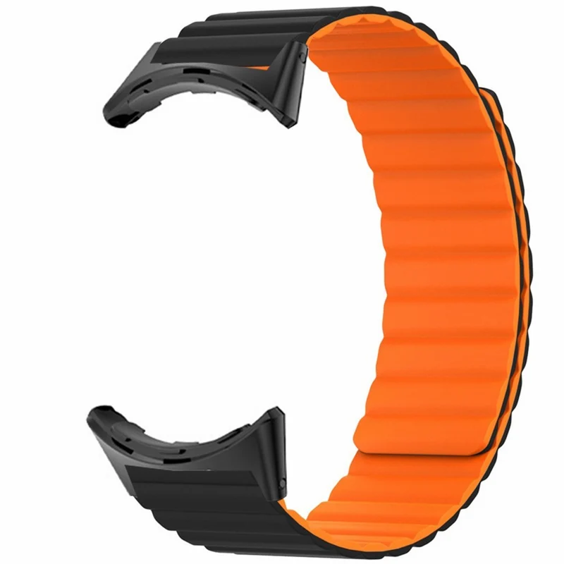 Google Pixel Watch / Pixel Watch 2 Magnetic Watch Band Adjustable Flexible Wrist Strap - Black+Orange