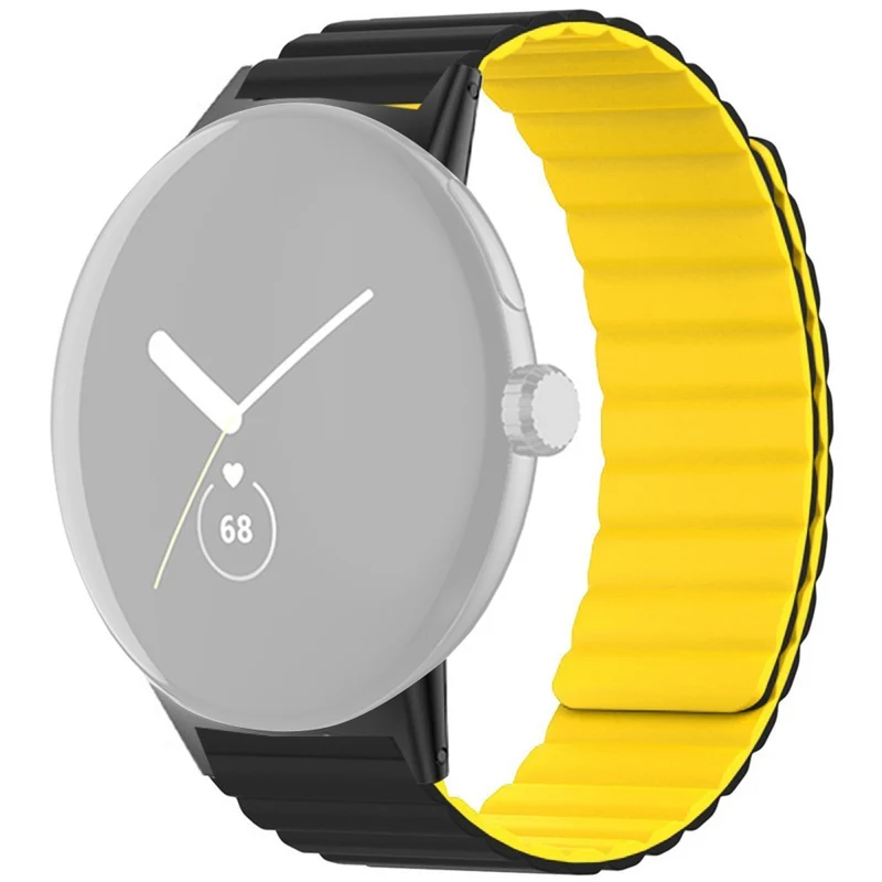 Google Pixel Watch / Pixel Watch 2 Magnetic Watch Band Adjustable Flexible Wrist Strap - Black+Orange