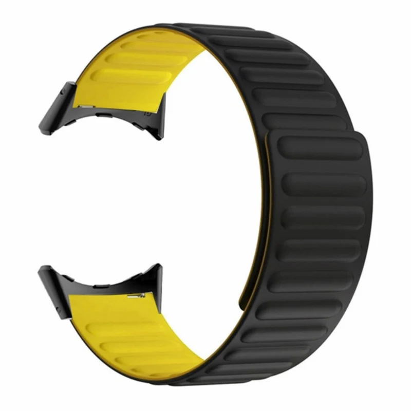 Google Pixel Watch / Pixel Watch 2 Magnetic Watch Band Adjustable Flexible Wrist Strap - Black+Orange