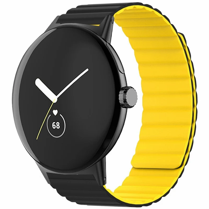 Google Pixel Watch / Pixel Watch 2 Magnetic Watch Band Adjustable Flexible Wrist Strap - Black+Orange