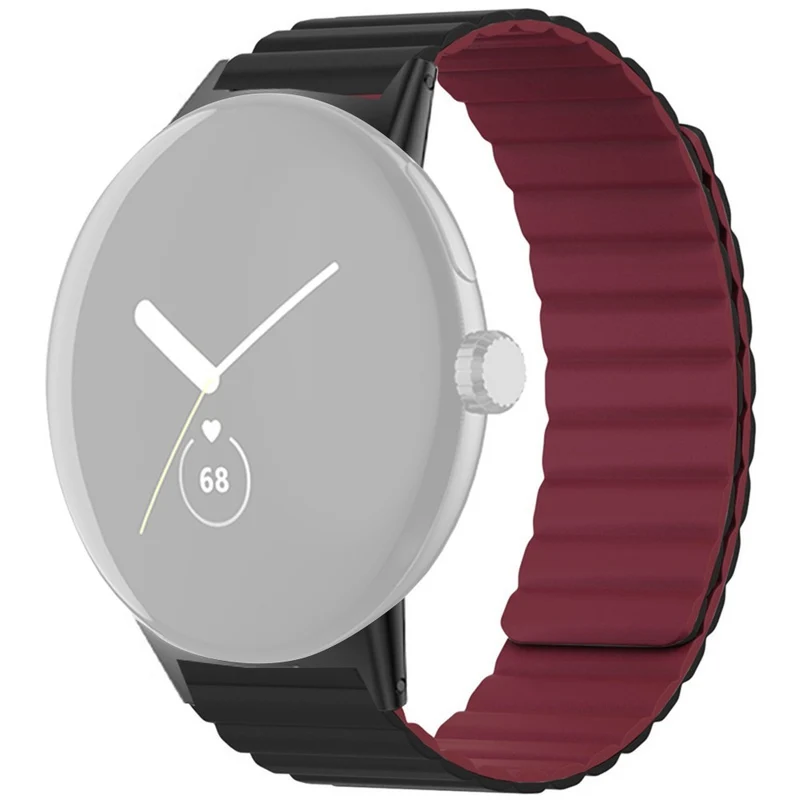 Google Pixel Watch / Pixel Watch 2 Magnetic Watch Band Adjustable Flexible Wrist Strap - Black+Orange