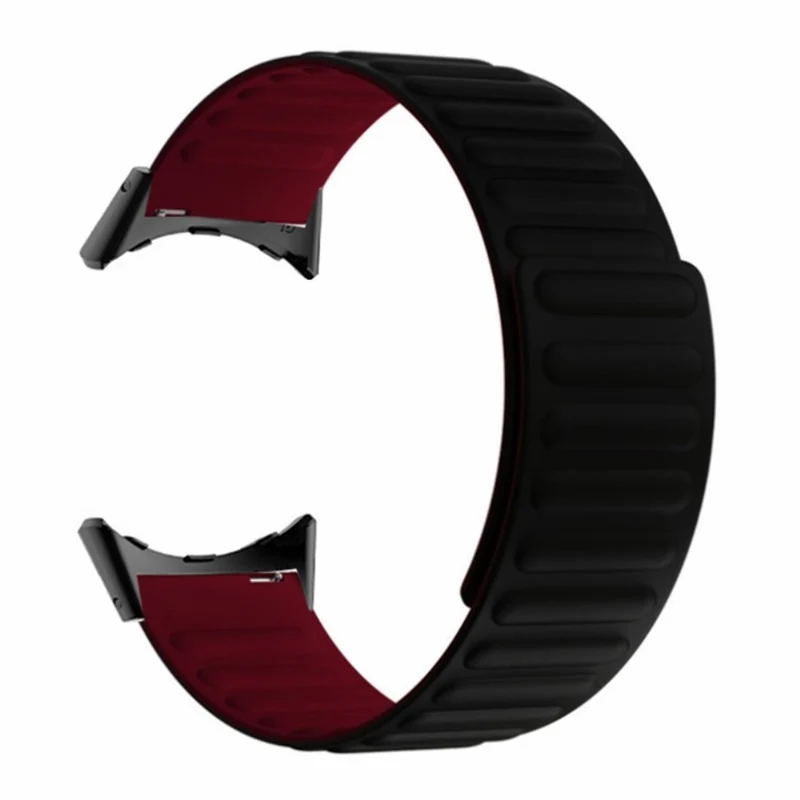 Google Pixel Watch / Pixel Watch 2 Magnetic Watch Band Adjustable Flexible Wrist Strap - Black+Orange