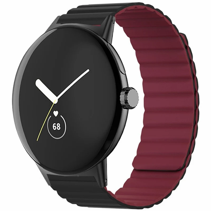 Google Pixel Watch / Pixel Watch 2 Magnetic Watch Band Adjustable Flexible Wrist Strap - Black+Orange